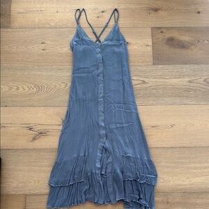 Casual Blue Button-Down Dress M Adjustable Straps Brand Wishlist from Vici Dolls